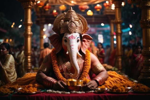 Hinduski bóg Ganesh udzielający błogosławieństw w ganesh chaturthi