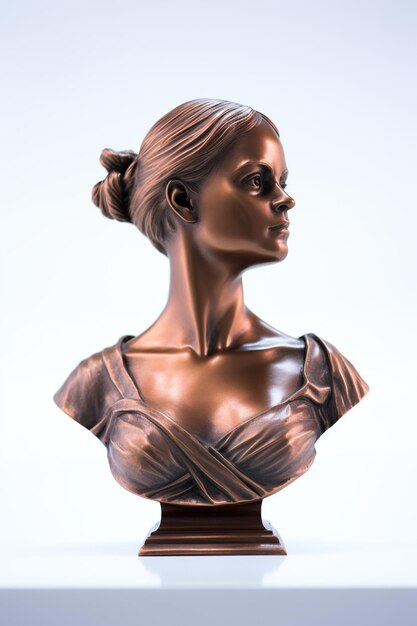 Zdjęcie hiperrealistyczne miedziane popiersie kobiety w stylu starożytnych włoch
