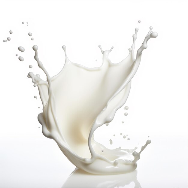 Zdjęcie hiperrealistyczne zdjęcie milk splash odizolowanego na białym tle