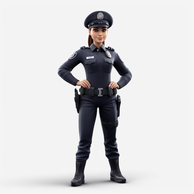 Hiperrealistyczny 3D model policjantki o proporcjach zabawkowych