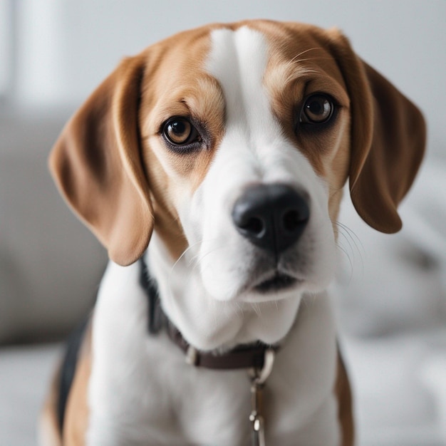 Hiperrealistyczny pies rasy beagle, całe ciało z białym tłem