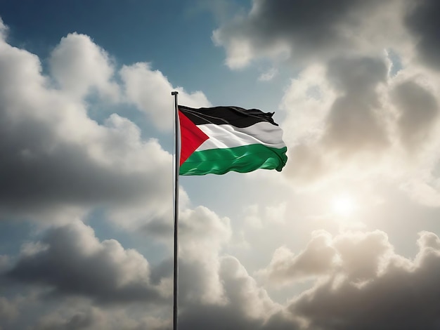 Hipnotyzująca flaga Palestyny powiewająca na wietrze, symbol nadziei