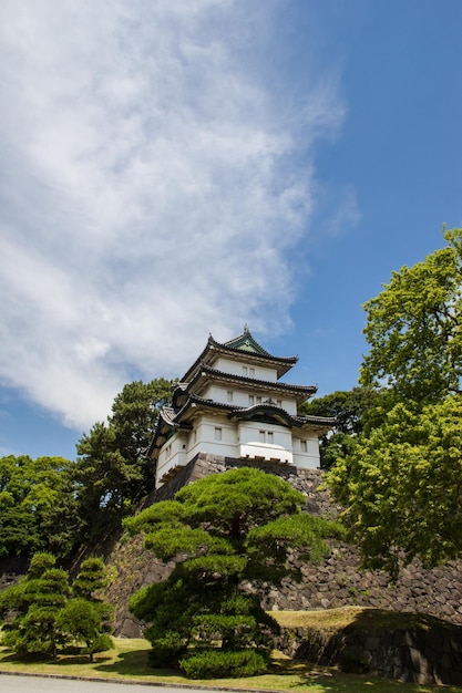Hipnotyzujące ujęcie Pałacu Cesarskiego w Tokio w jasny dzień w Japonii
