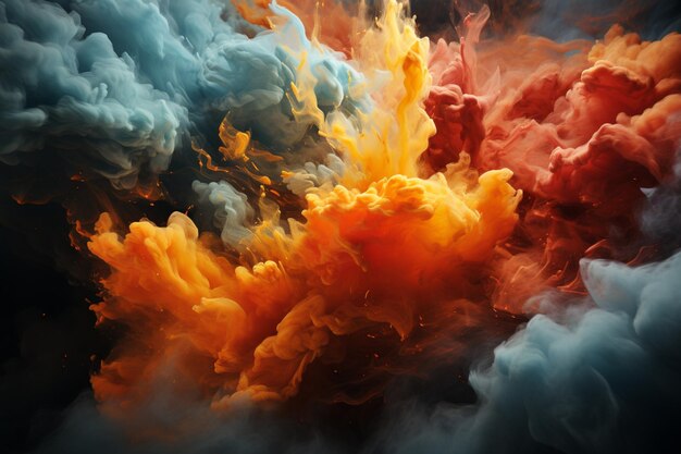 Hipnotyzujący dym zamraża abstrakcyjny ruch po wybuchu