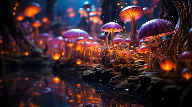 Hipnotyzujący pokaz grzybów reagujących na promieniowanie UV