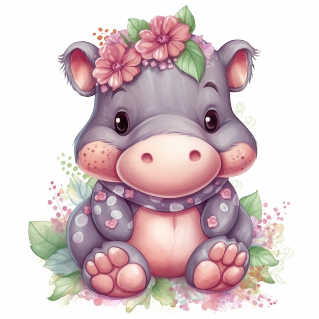 Hippo Sublimation Clipart Graphic