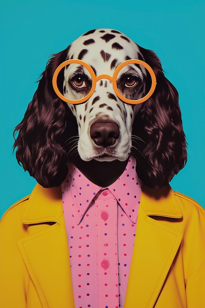 Hipster Hound Antropomorficzny portret psa w generatywnej AI plakatu