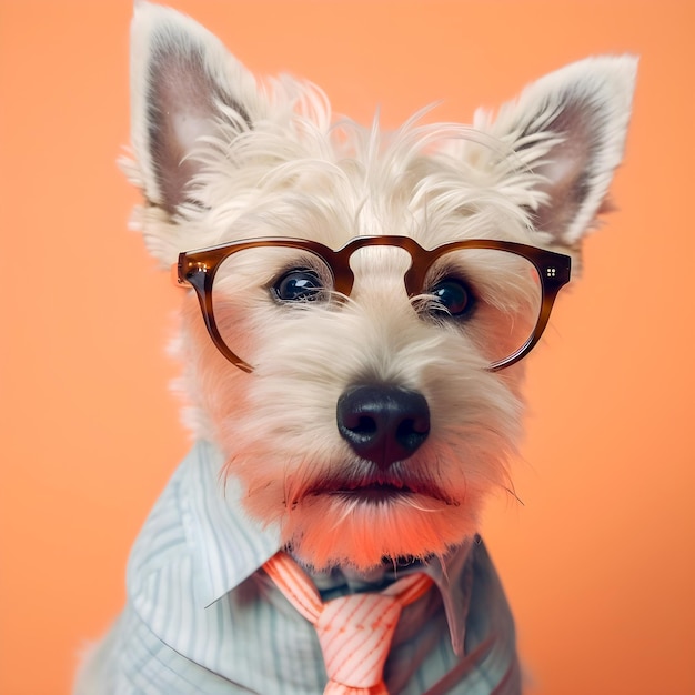 Hipster ładny pies w okularach zabawna ilustracja sztuki antropomorficzne psy