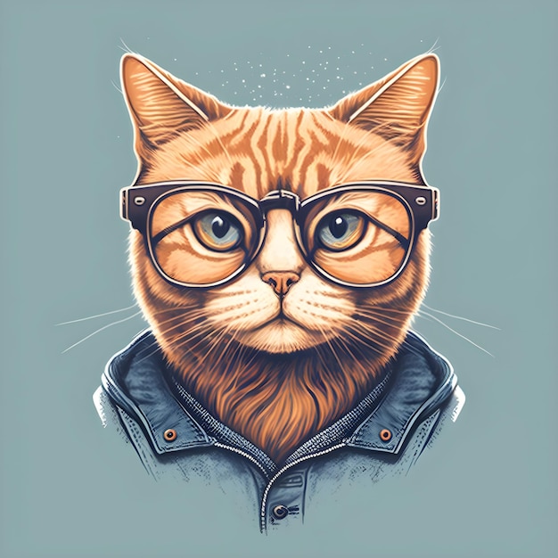 Hipster ładny zabawny kot ilustracja sztuki