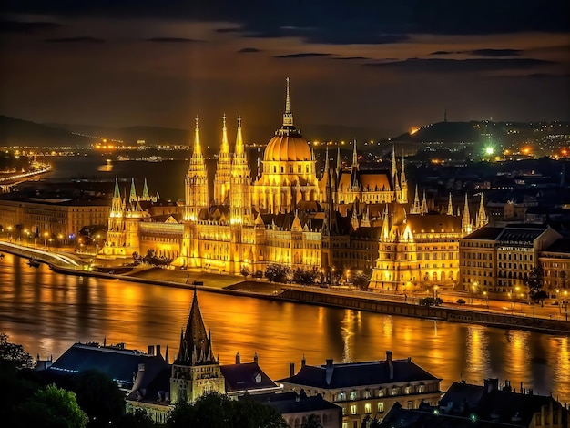 Historyczny Budapeszt w nocy