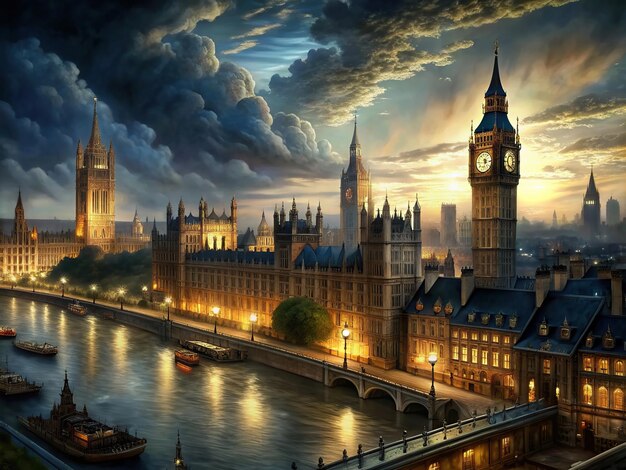 Historyczny Londyn w nocy