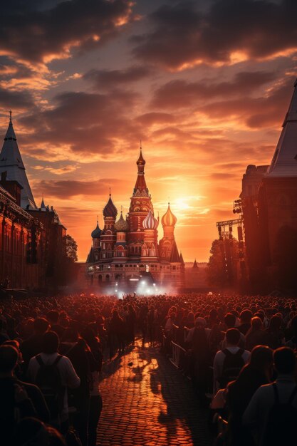 Zdjęcie historyczny plac czerwony w moskwie podczas wydarzenia kulturalnego lub festiwalu generatywna sztuczna inteligencja