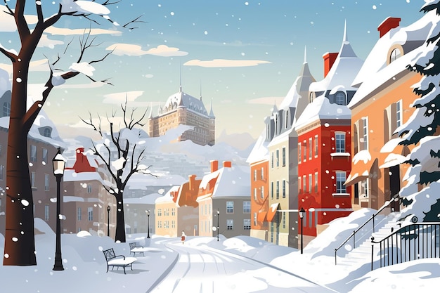 Historyczny urok miasta Quebec Brukowane ulice Francuska elegancja i zimowa fantazja