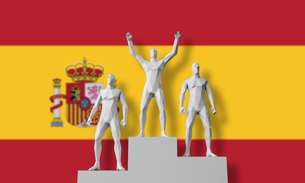 Hiszpańscy zwycięzcy stanęli na podium zwycięzców świętując d render