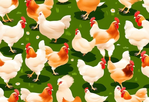 Zdjęcie hodowla kurczaków i rolnictwo na trawie