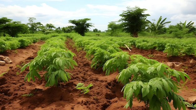 Hodowla świeżych roślin manioku ekologicznego