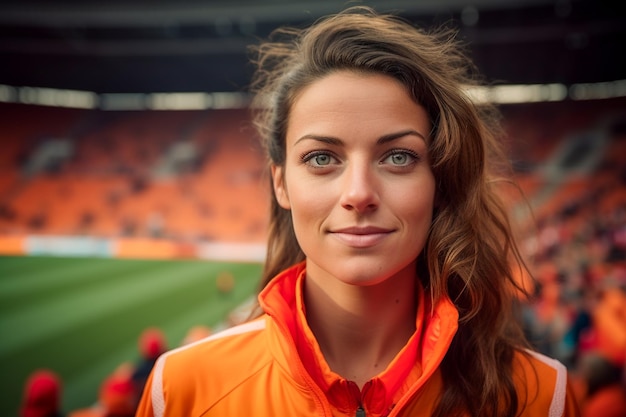 Zdjęcie holenderskie kibice piłki nożnej na stadionie mistrzostw świata wspierają drużynę narodową