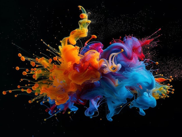 Zdjęcie holi dekoracyjny barwnik kolor splash barw proszek wybuch abstrakcyjny kolorowy tęcza tło z kolorem