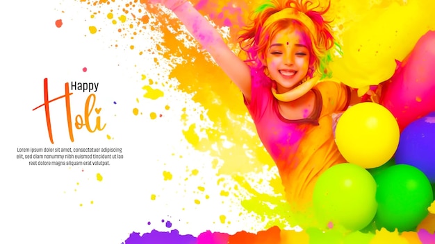 Zdjęcie holi święto kolorów indyjski festiwal szczęśliwa dekoracja festiwalu holi