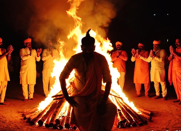 Zdjęcie holika dahan z wiejskiego pochodzenia