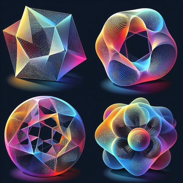 Holo abstrakcyjne kształty 3D holograficzny pas Mobiusa generowany przez AI
