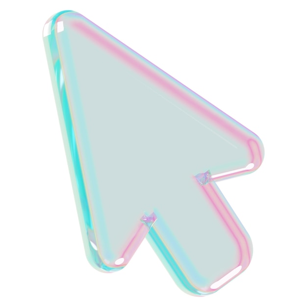 Holograficzna strzała png 3D ikonka kursora przezroczyste tło