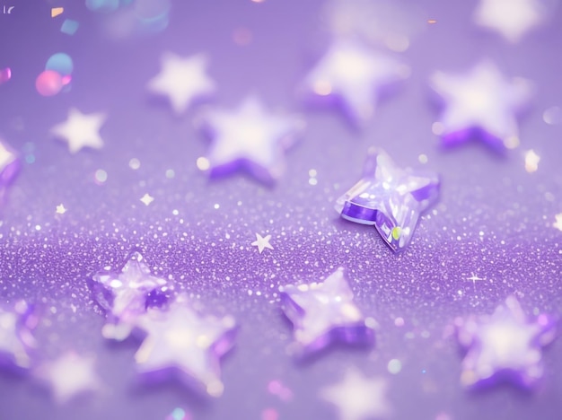 Holograficzne gwiazdy na modnym fioletowym tle