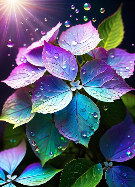 Holograficzne kwiaty hortensji