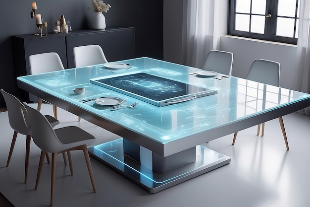 Holograficzny interaktywny model stołu z dynamicznymi ustawieniami