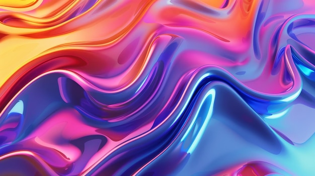 Holograficzny kolor abstrakcyjny tło sztuki 3D kształt krzywy