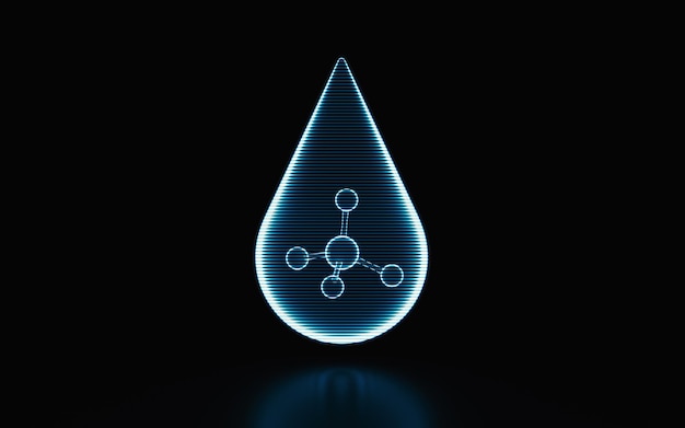Holograficzny obraz cząsteczki futurystyczny element renderowania 3d