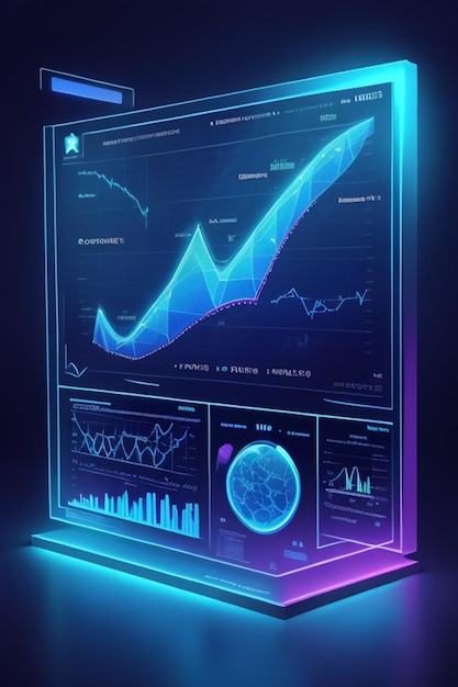 Hologram biznesowy i wykres cyfrowy