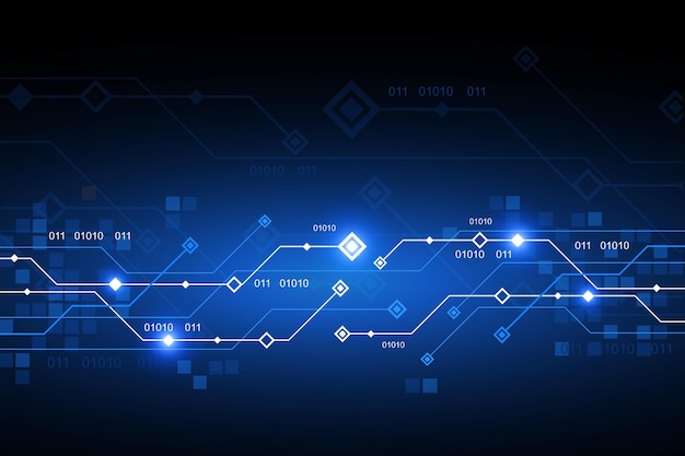 Hologram Ilustracja płytki drukowanej Elektroniczna technologia sprzętu komputerowego Koncepcja renderowania 3d komponentu inżynierii informacji