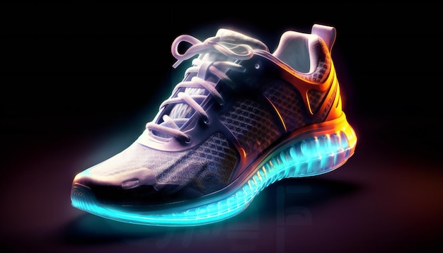 Hologramowe buty i sport do fitnessu w neonowych kolorach na czarno