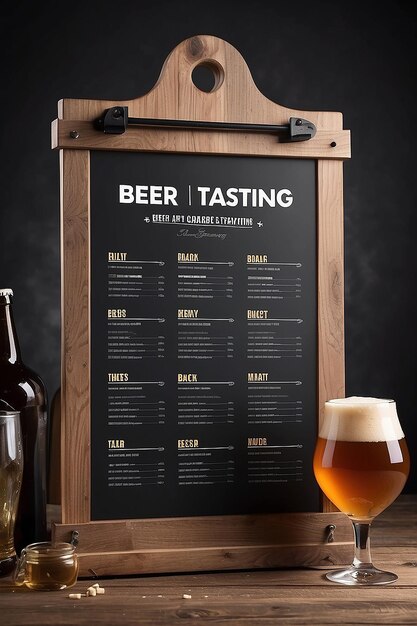 Homebrewing Beer Tasting Notes Signage Mockup z pustą białą pustą przestrzenią do umieszczenia projektu