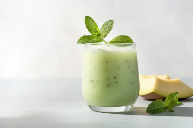 Honeydew Melon Smoothie Na Białym Tle Generatywne AI