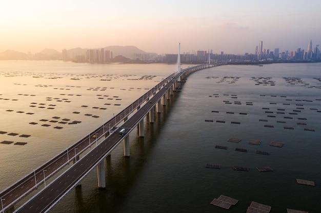 Hong Kong-16 października 2018: Shenzhen Bay Bridge