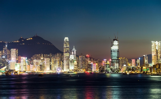 Hongkong skyline w nocy