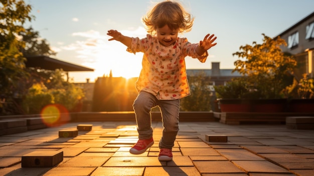 Hopscotch uliczne gry dziecięce klasyki dzieci dziewczyny chłopcy dzieci zaangażowane szczęśliwe dzieci dzieci Outd