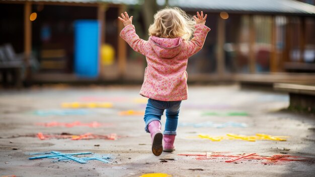 Hopscotch uliczne gry dziecięce klasyki dzieci dziewczyny chłopcy dzieci zaangażowane szczęśliwe dzieci dzieci Outd