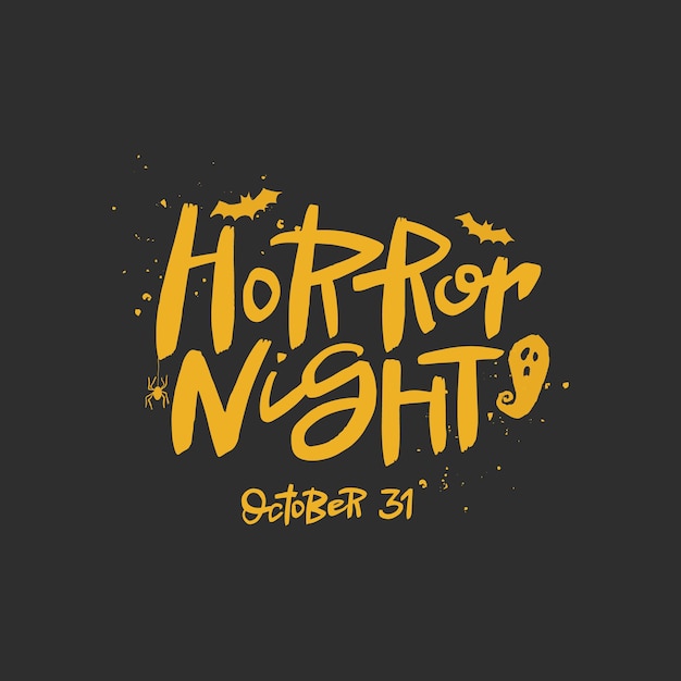 Horror night napis kaligrafia pędzla Odręczna typografia Halloween