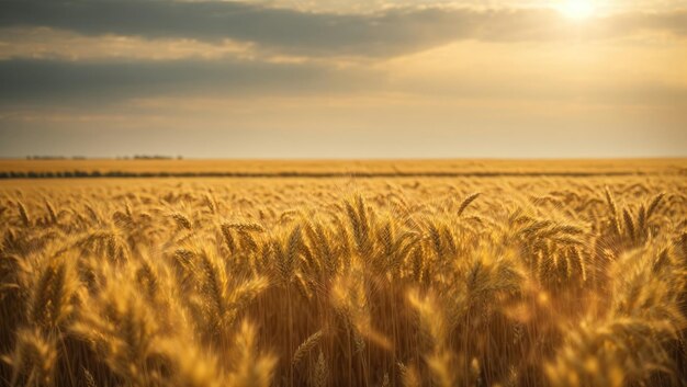 Horyzont obejmuje granicę złotego pola pszenicy