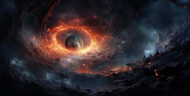 Horyzont zdarzeń czarnej dziury inspirujący kosmos