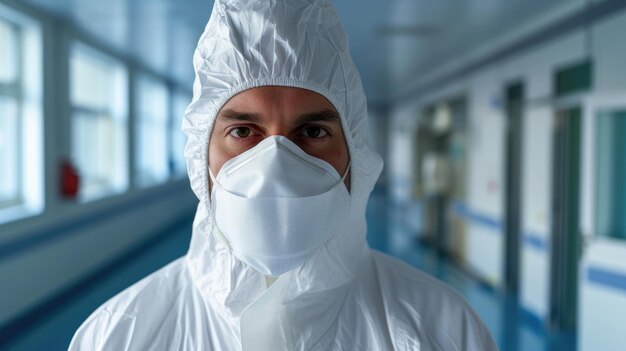 Zdjęcie hospital doctor wearing a protective medical mask due to covid19