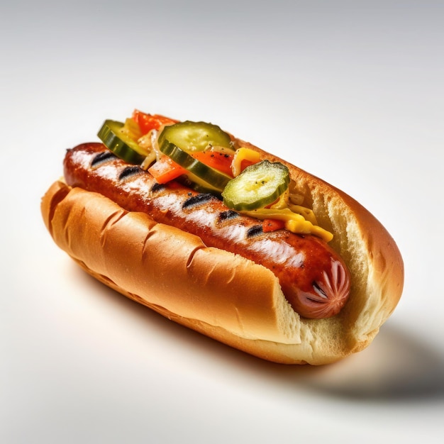 Zdjęcie hot dog grillowana kiełbasa w bułce