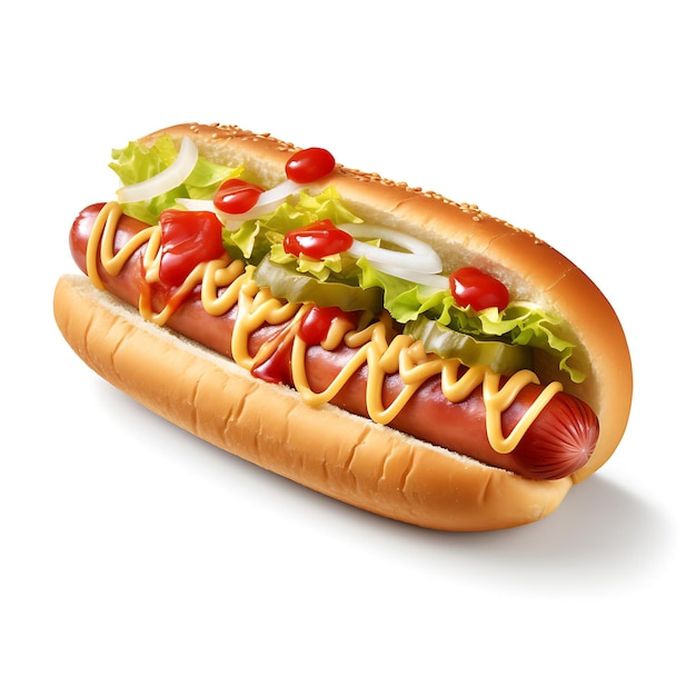 Hot dog kuchnia amerykańska izolowana na białym tle