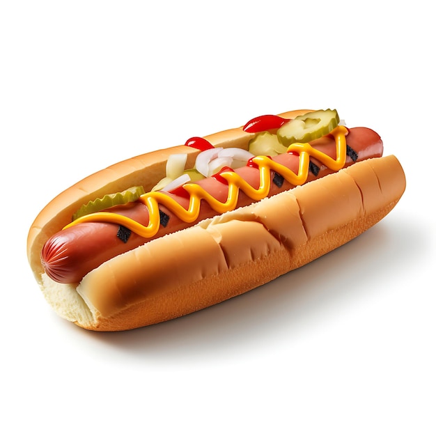Hot dog kuchnia amerykańska izolowana na białym tle