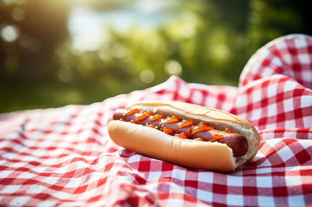 Zdjęcie hot dog na bułeczce z ogórkami