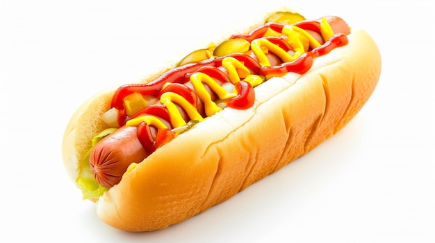 hot dog odizolowany na białym tle Generative Ai