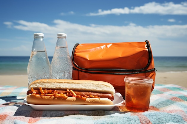 Hot dog w torbie na obiad z termosem sody